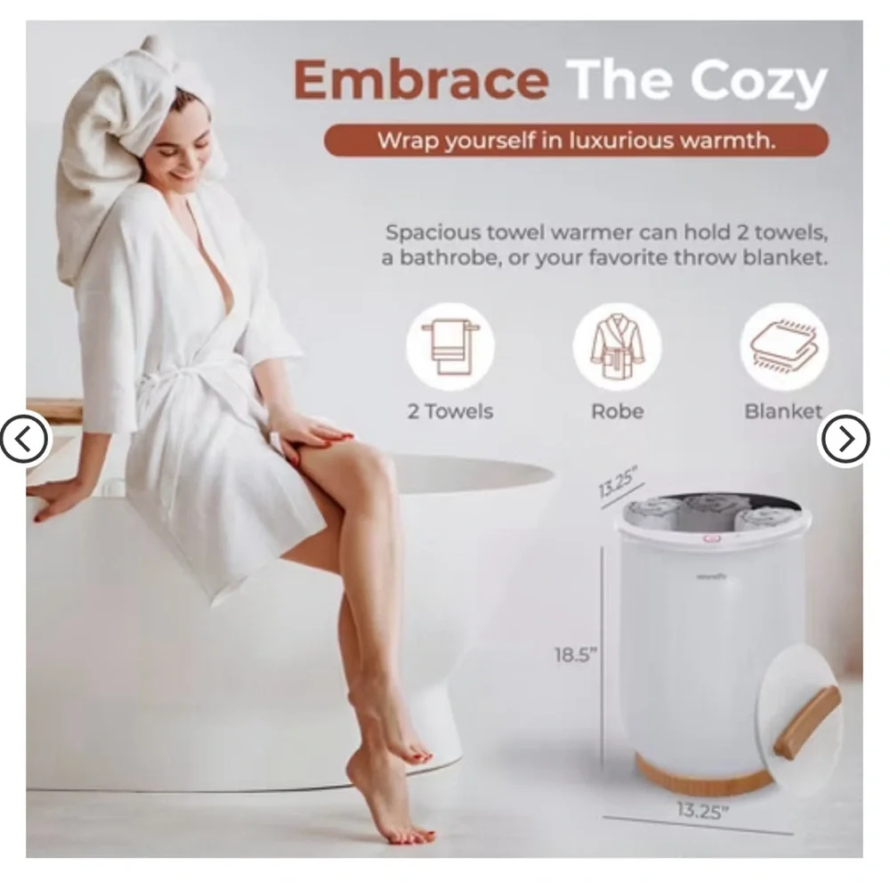 Towel Warmer with Wooden Accents - Picture 4 of 5